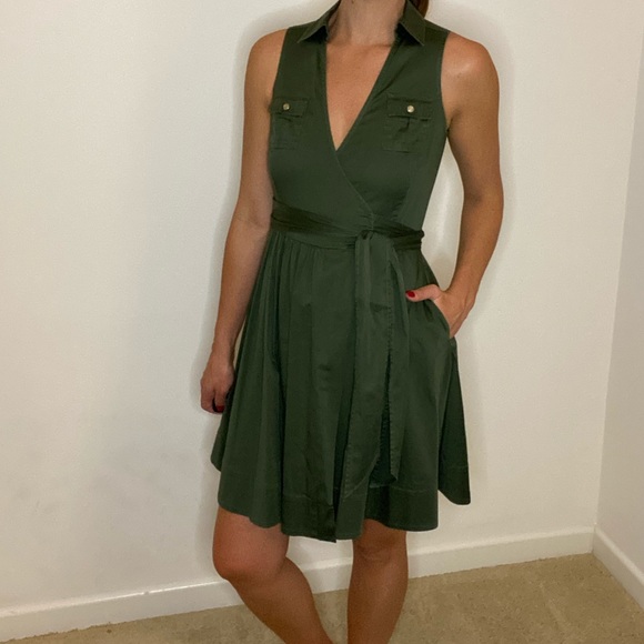 olive green wrap dress